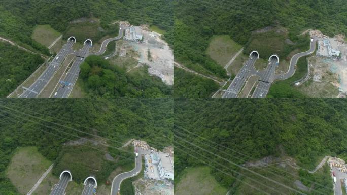 公路隧道青山绿水大山深处的公路隧道