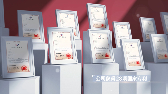 红色专利证书荣誉展示