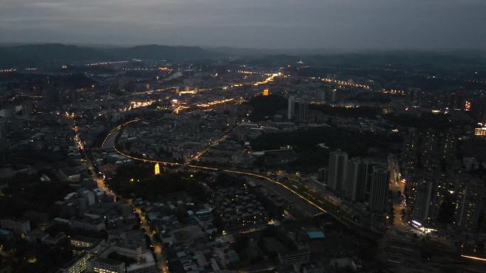 4k航拍德阳中江夜景