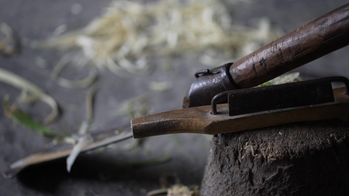 山村农家传统篾匠柴刀篾刀工具实拍原素材