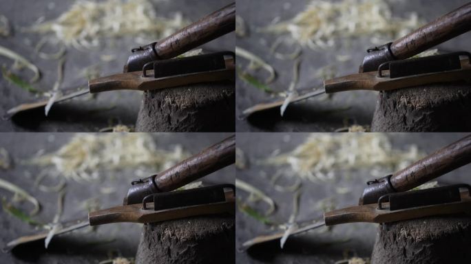 山村农家传统篾匠柴刀篾刀工具实拍原素材