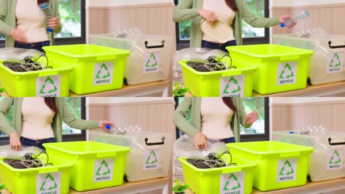 做回收的女人物品分类分类盒资源利用