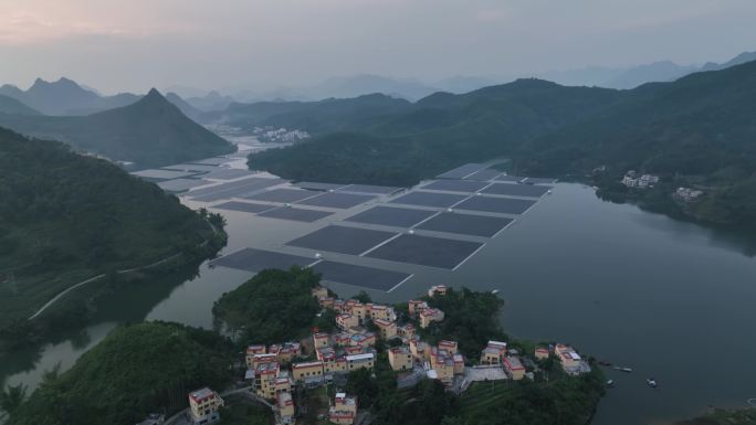 4K航拍河池岩滩山水小镇风光