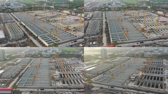 4K原素材-建设中的上海竹园污水处理厂