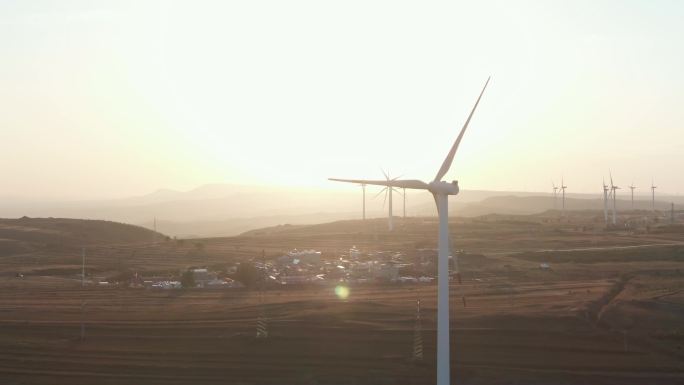 风力发电风电清洁能源草原夕阳1