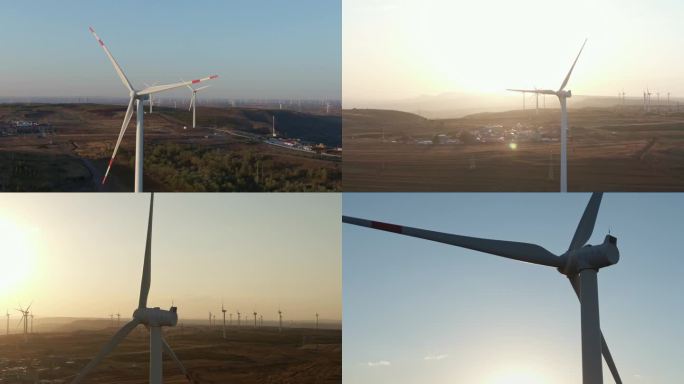 风力发电风电清洁能源草原夕阳1