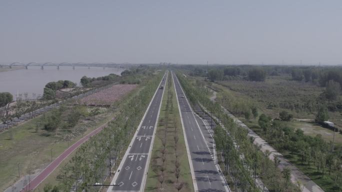 郑州黄河大堤绿化道路D-log