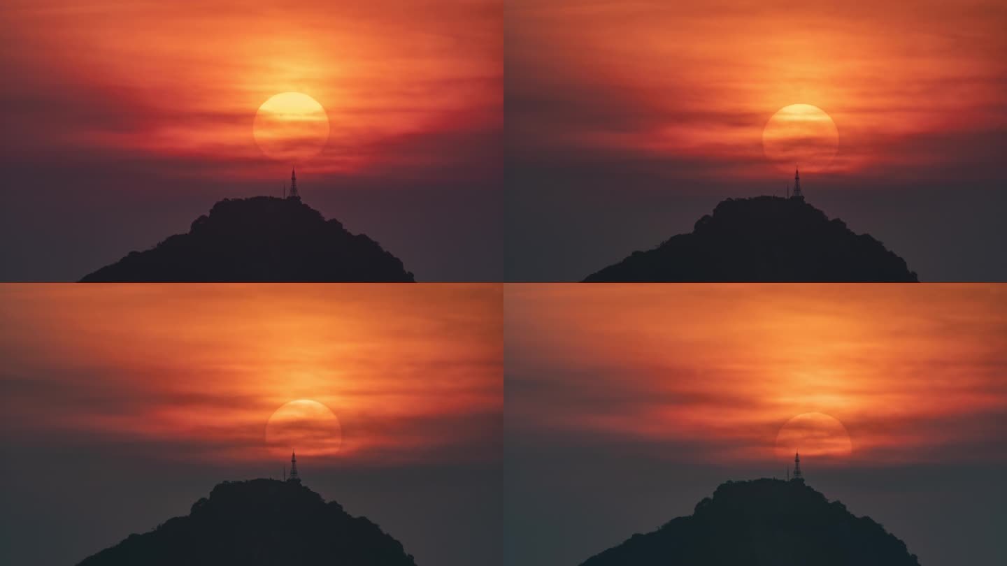 柳州鹅山长焦日落延时摄影