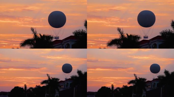 厦门海边傍晚的霞光-厦门之星氦气球