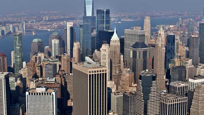 曼哈顿金融区鸟瞰图。