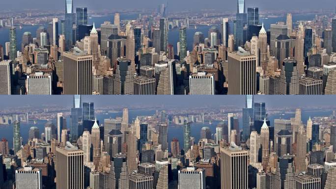 曼哈顿金融区鸟瞰图。