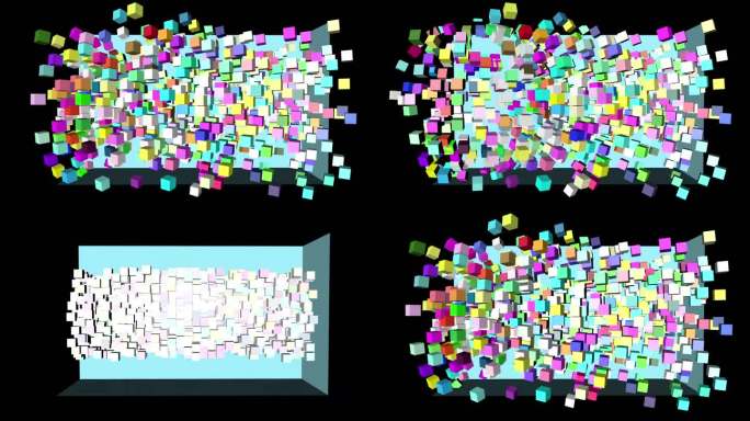 祼眼3D几何方块变幻视频素材下载