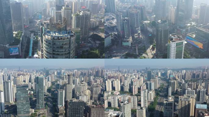 重庆江北观音桥CBD商圈大楼航拍素材
