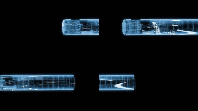透视全息盾构机透明通道素材