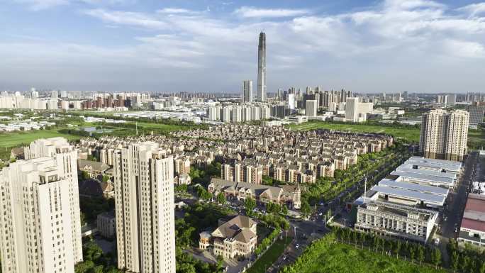 航拍天津-地标建筑117大厦