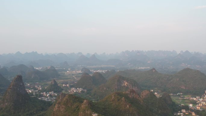 航拍桂林阳朔苗木种植乡村田园风光