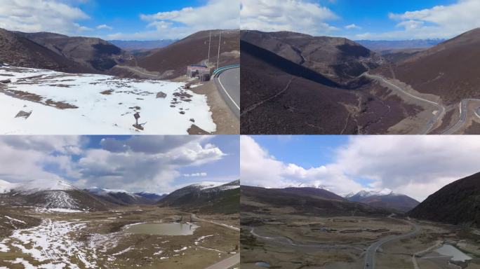 雪山 公路 西藏 航拍