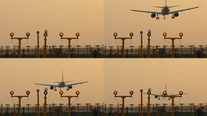 飞机 抵达 旅行 机场 降落 引导灯