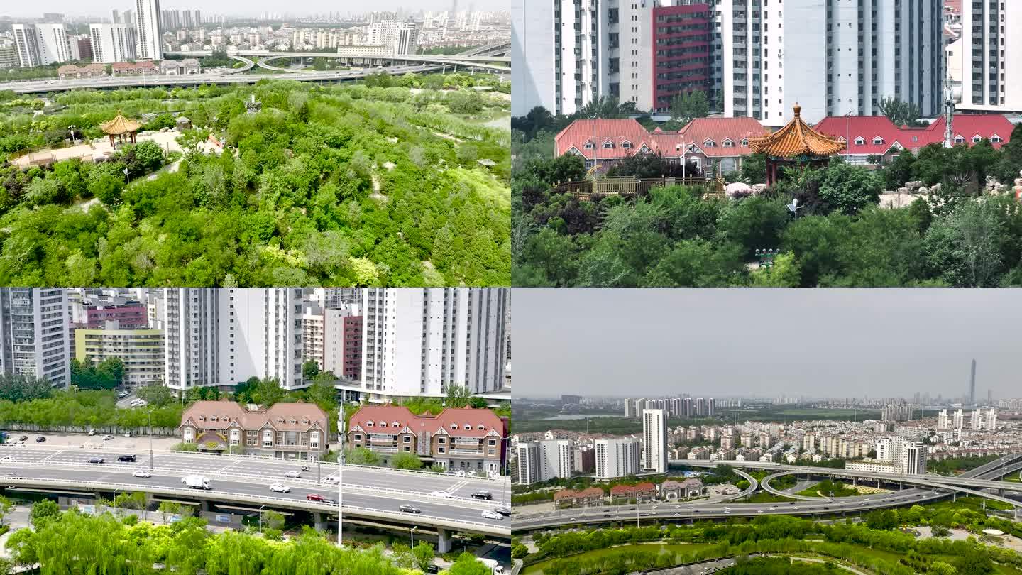 航拍天津-城市绿地-南翠屏公园