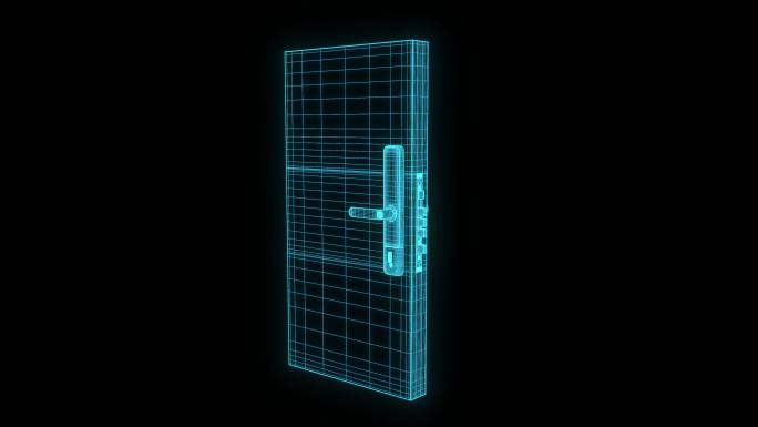 蓝色全息线框科技智能密码门带通道