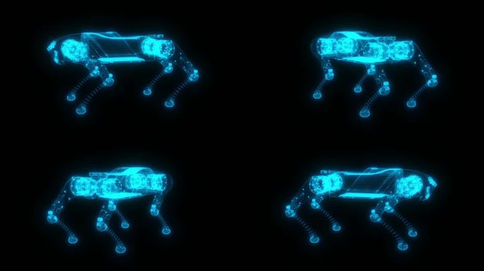 蓝色全息粒子科技小米机器狗素材带通道