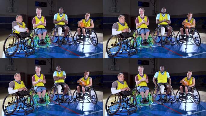 轮椅篮球队对抗赛合影加油鼓励