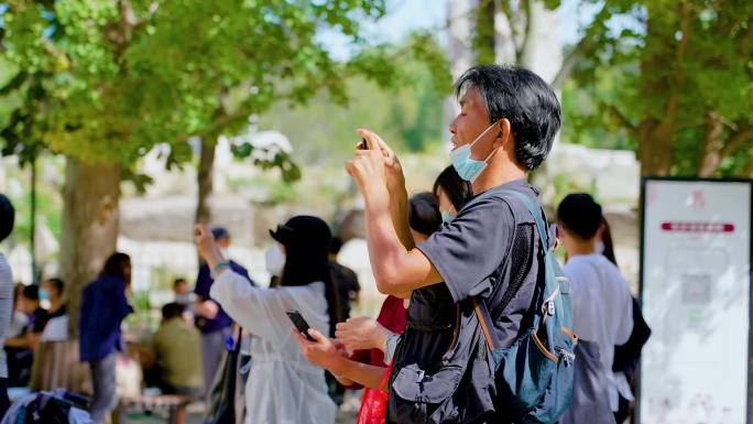 假期出行景区旅游拍照打卡旅游目的游客镜头