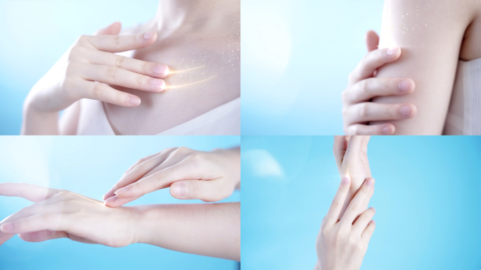 女性护肤涂抹身体乳保湿4k视频素材