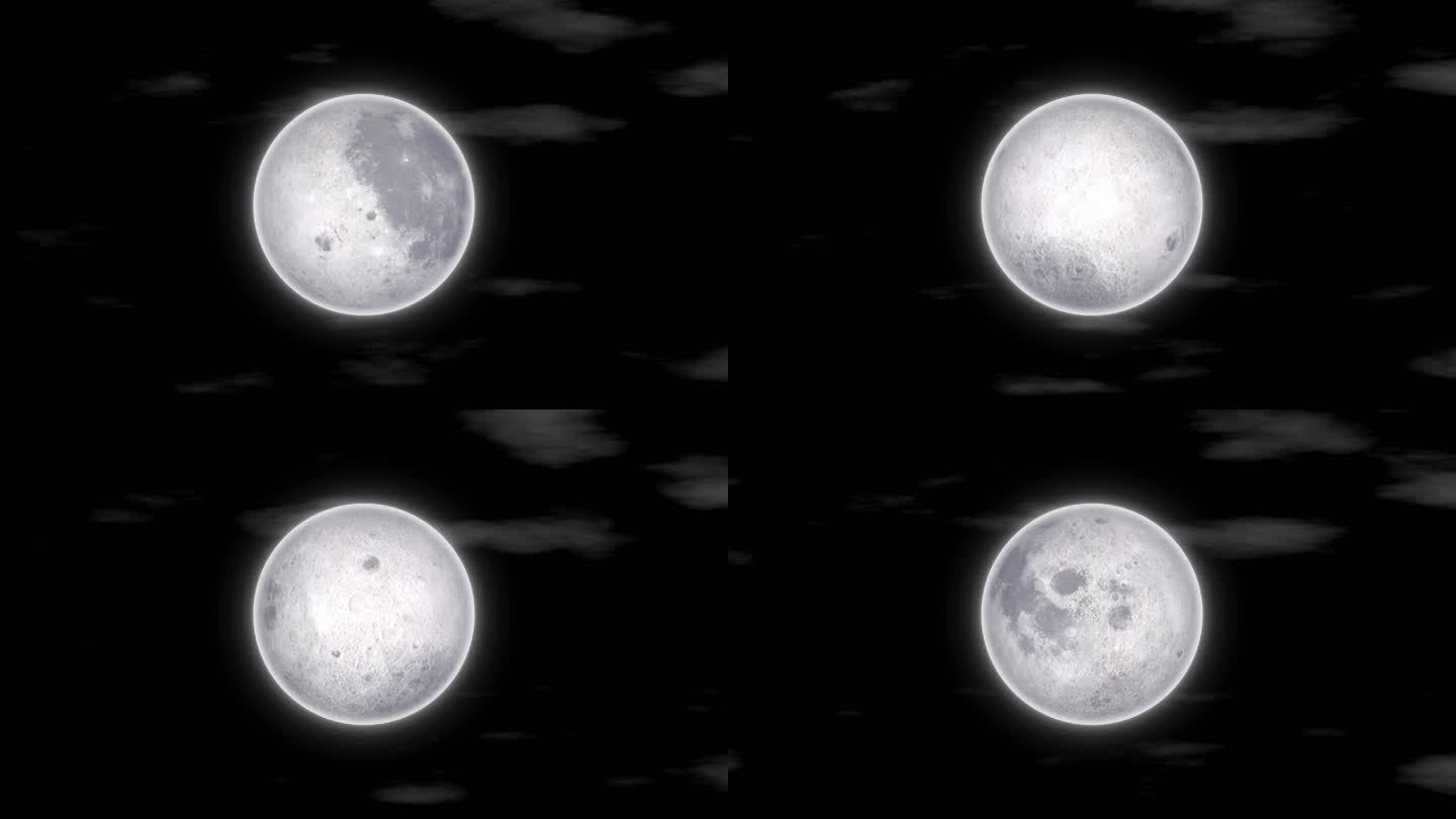自转发光月球视频素材带透明通道含工程文件