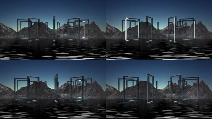 长方形门框抽象概念房地产广告C4D动画