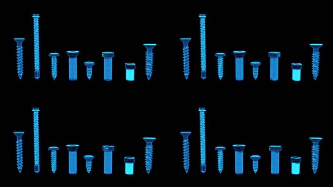 蓝色全息线框科技多款螺丝素材带通道