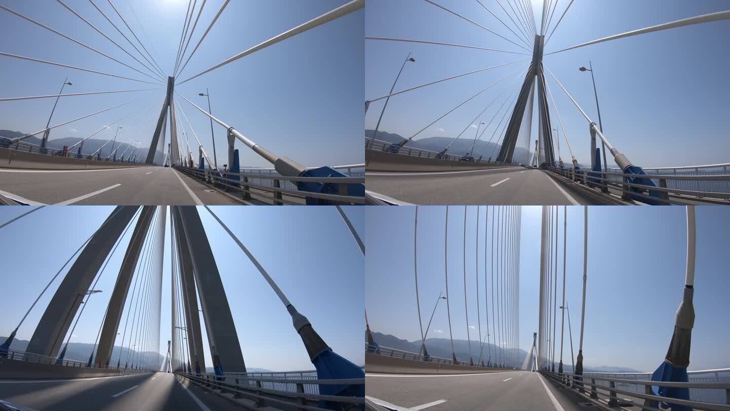 穿越希腊科林斯湾的里约-安蒂里奥悬索桥4K视频