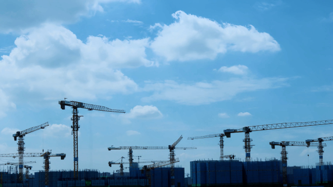 4K建筑 工地 施工 塔吊 廷时