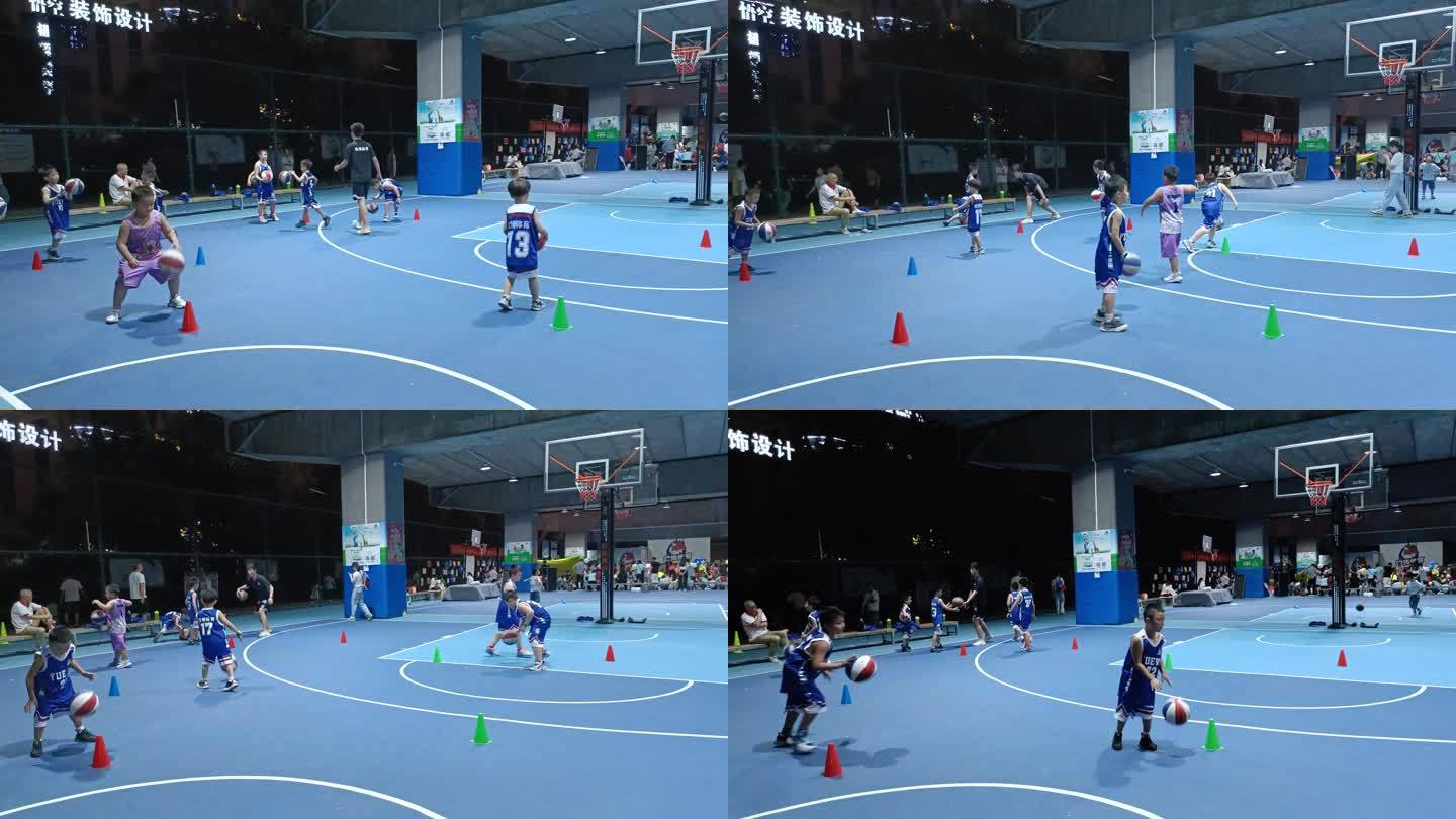 篮球场教练学生小朋友篮球训练练习