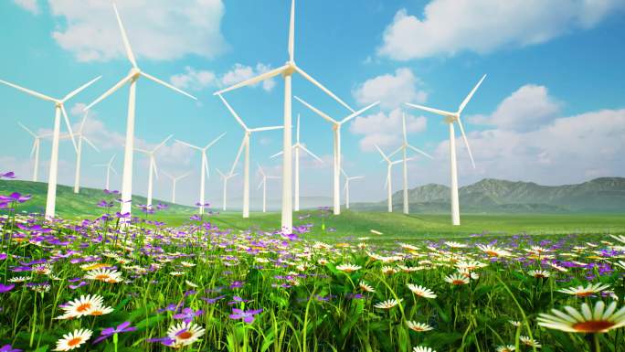 草原风电新能源低碳清洁能源电力风力发电