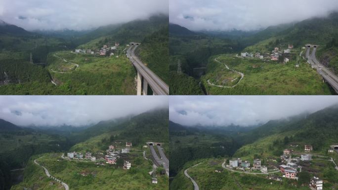 山间马路航拍行车道路