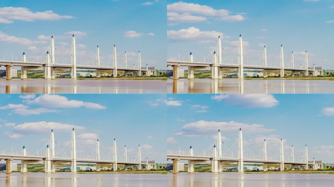 银川滨河黄河大桥延时空镜