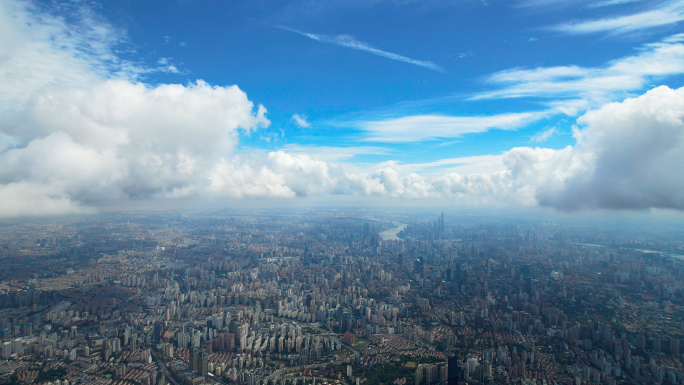 上海超高穿云航拍苏州河黄浦江城市全景风貌