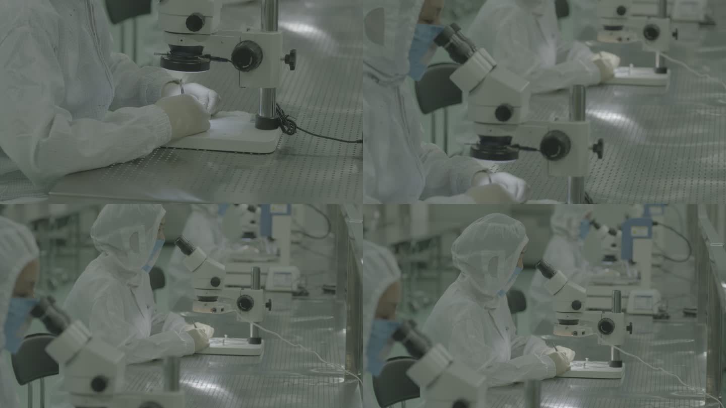 显微镜 工人操作 检测 设备 实验室