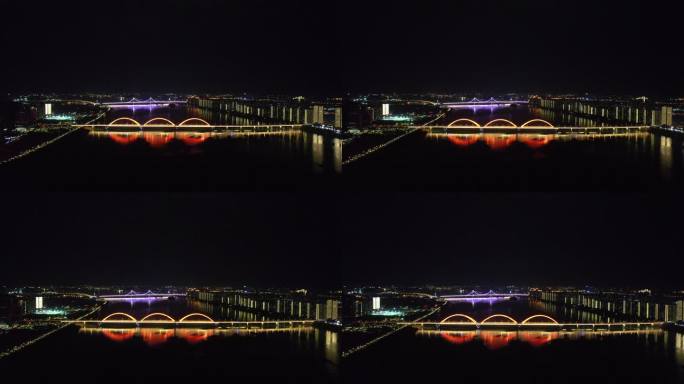 湖南长沙福元路湘江大桥夜景航拍