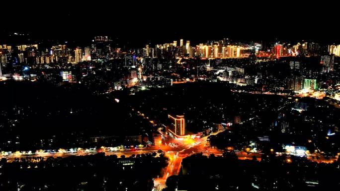 龙岩航拍夜景延时