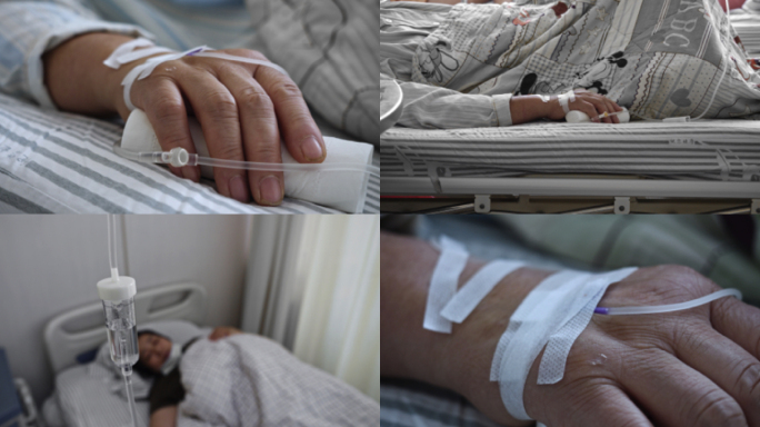 住院输液病人患者打吊瓶病床医院治疗输液手