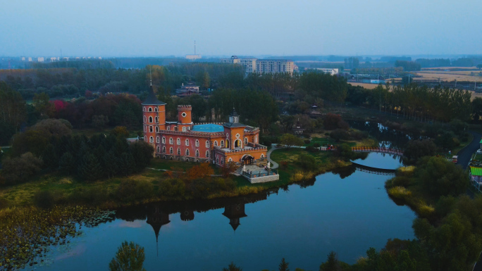 4K伏尔加庄园航拍俄式建筑欧洲中世纪建筑