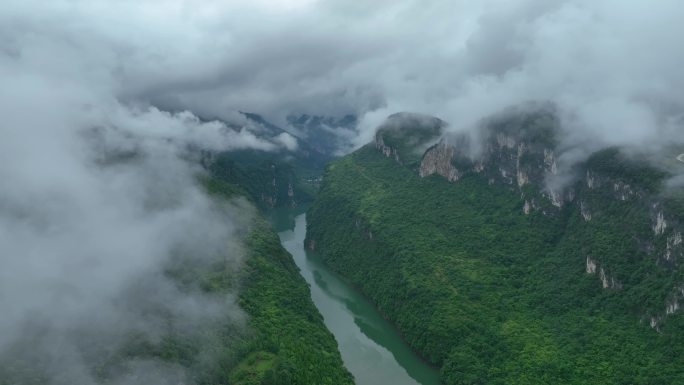 航拍贵州百里画廊鸭池河