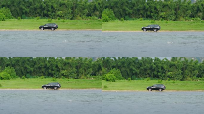 原创汽车在河边淌水2