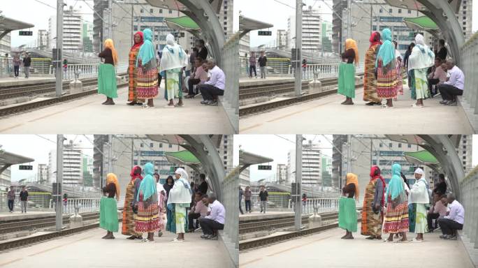 非洲人在等火车