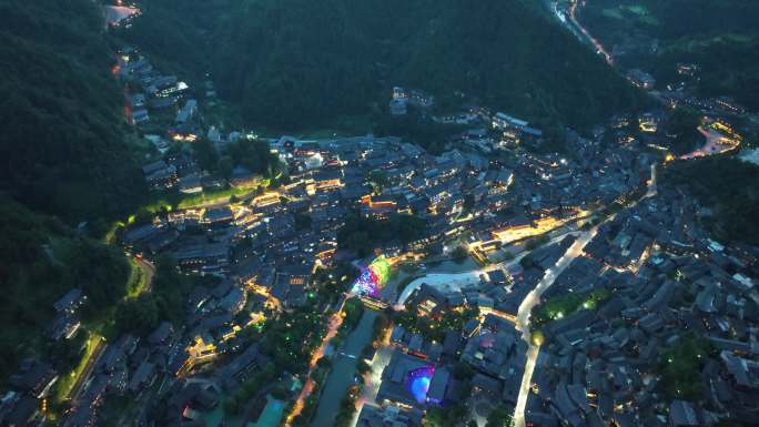 航拍西江千户苗寨