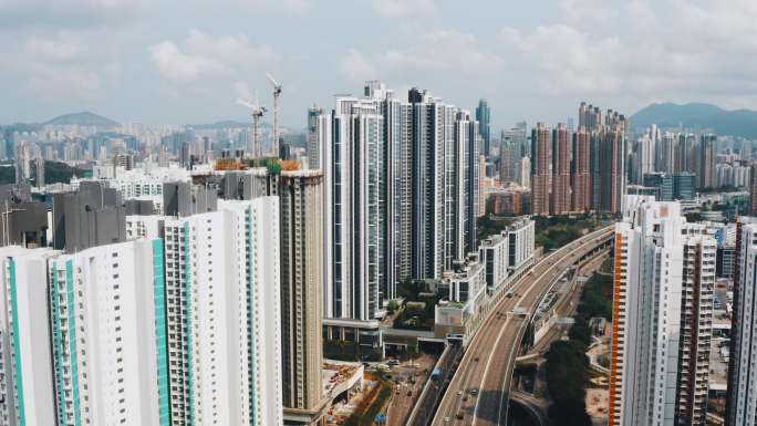 香港市区鸟瞰图金融板块度假风景旅行国际著