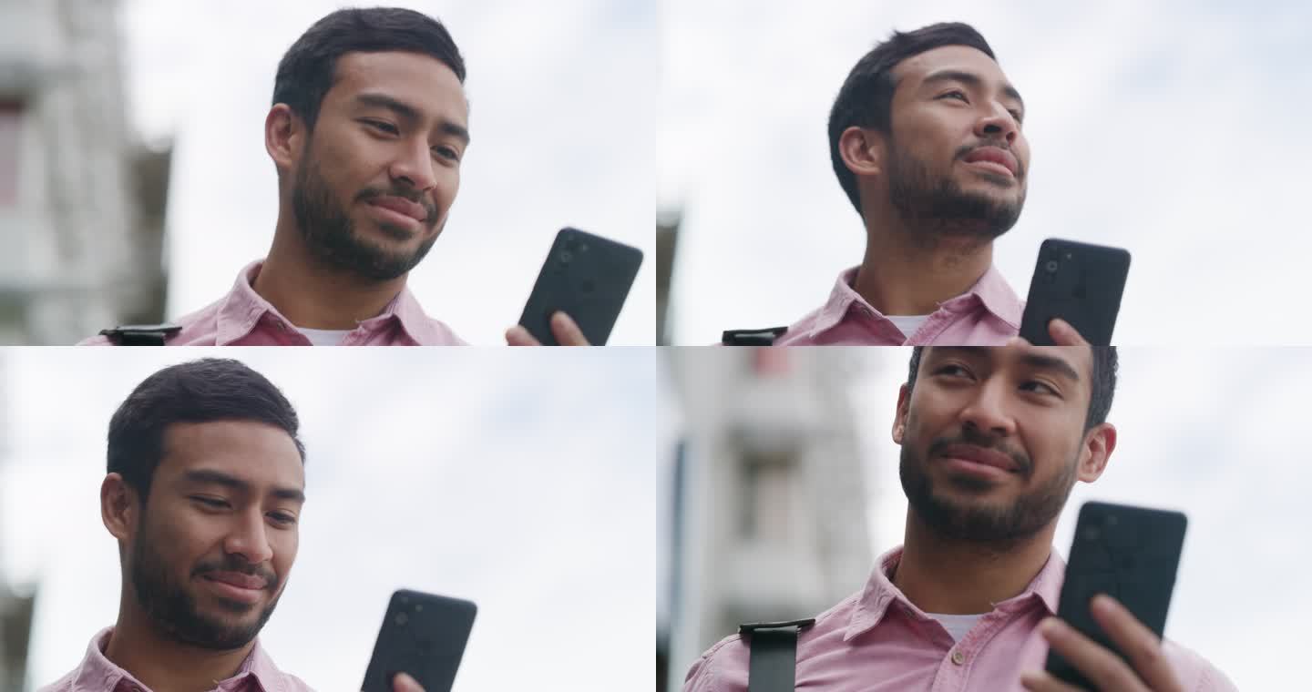 一位年轻商人上班途中使用手机的4k视频片段
