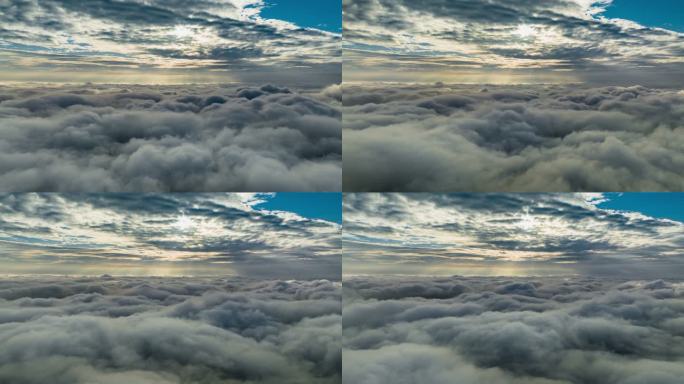 大气双层云海丁达尔光束云海空境云海翻滚